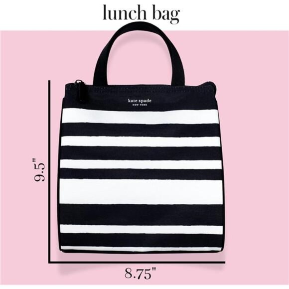 Kate Spade New York Black Portable Soft Cooler Lunch Bag, Thermal Tote with - Picture 3 of 7